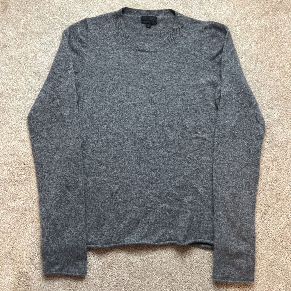 J Crew Italian Cashmere Sweater Women Large Gray Neutral Minimalist Quiet Luxury